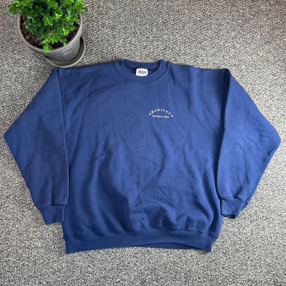 Hanes Men's Navy and Blue Sweatshirt